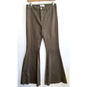 TRICOT Green Hi Rise Flared Denim Jeans Stretch Fray Hem Size 11/29